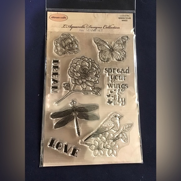 Ultimate Crafts Spread Your Wings Stamp set plus flower stamp set - Picture 2 of 4